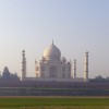 A wide angle view of Tajmahal from Mehtab Bagh.