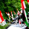Tricolor Indian Flags mounted on Royal Enfield celebrating Independence Day.
