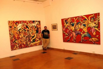 Sabya Sachi Ghosh with his Artwork