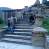 While some of the Rider taking a break...on stairs of  temple inside Bhangarh Fort.