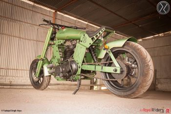 Massive rear 200mm wheels used in this Royal Enfield.
