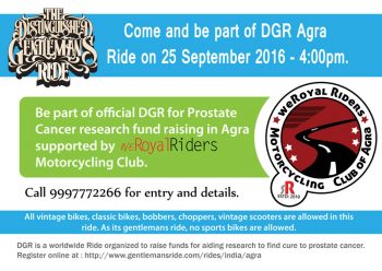 Distinguished Gentlemen's Ride 2016 - Agra for Prostate Cancer Research Fund Raising and Awareness